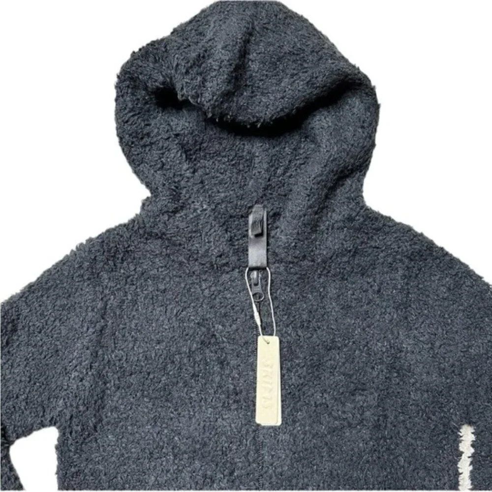 SKIMS kids 2T/3T unisex sherpa hoodie full zip up onyx black NWT MSRP $88